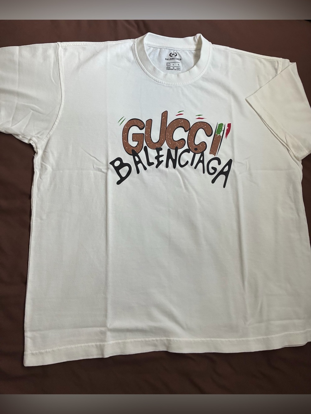 New Luxury Off White Designer Graphic T-shirt  Size  L